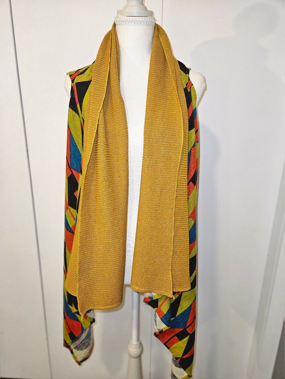 Wool Blend Geometric Long Cardigan by Do Everything In Love